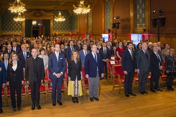 Photo générale de l'assemblée réunie lors de la réception de la fete nationale libanaise au Musée Océanographique. © Stéphane Danna / Réalis Photo